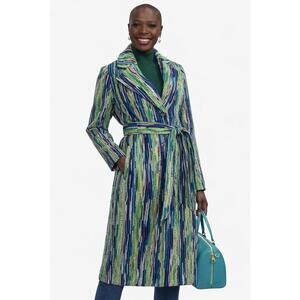 NWT Kathy Ireland Fashion 360 Faux Wool Belted Duster Coat Large